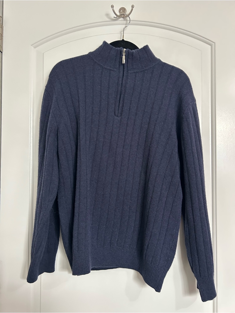 Hathaway Platinum Quarter Zip Made in Italy 100% Lambs Wool Sweater Preppy 90s